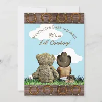 Cowboy Ethnic Baby and Teddy Bear Baby Shower Invitation