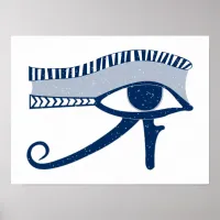 Weathered Look Blue Eye of Horus Lucky Symbol Poster