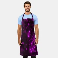 Deep Purple Bright Snowflakes Holidays Large Apron