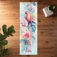 Tropical Orchid Pink Flowers & Parrot Bird  Yoga Mat