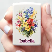 Colorful stunning bouquet of assorted flowers zippo lighter