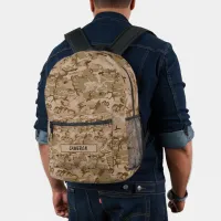 Personalized Name Desert Gulf Brown Camouflage Printed Backpack