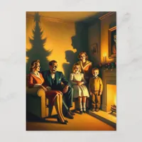 Retro Haunted Christmas Horror Postcard