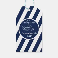 Elegant Nautical Striped Wedding -Navy Blue, White Gift Tags