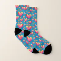 Multicolored Watercolor Hearts Socks