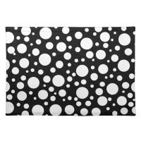 White Polka Dots on Black | Cloth Placemat