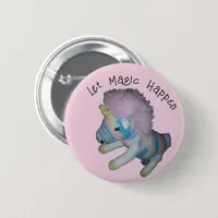 Button - Unicorn Magic on Pink