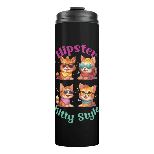 Kitty Hipster Style Thermal Tumbler