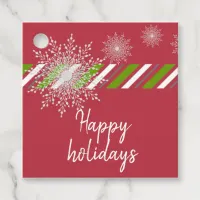 Happy Holidays White Elegant Snowflakes Favor Tags