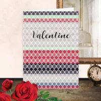 Elegant Stripes Retro Lace Effect Valentine's Day Holiday Card