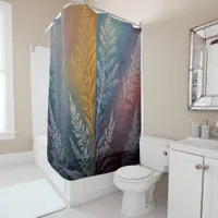 Colorful Icy Plant-Like Feathering Shower Curtain