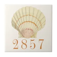 Vintage Nautical Scallop Seashell House Address Ceramic Tile