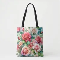 Whimsical Rose Pattern Tote Bag