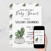 Potted Succulent Cactus Baby Shower Invitation