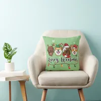 Merry Woofmas Typography Throw Pillow