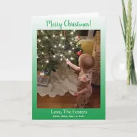 Gradient Green Merry Christmas Family Photo Card