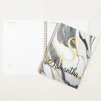 Luxurious  Marble Custom Gold Grey & White  Planner