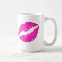 Girly Hot Pink Ombre Lipstick Kiss Print Coffee Mug