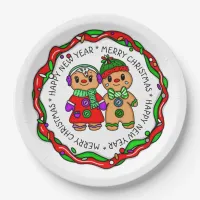 Merry Christmas | Happy New Year | Gingerbread Man Paper Plates