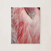 Pink and White Sleeping Flamingo Feathers Photo Jigsaw Puzzle