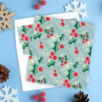 Holly Leaves Red Berries Stars Christmas Pattern Envelope Liner