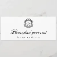 Monogram Crest Wedding Seating Chart Header Card