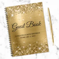 Glittery Gold Foil 70th Birthday Guestbook Notebook