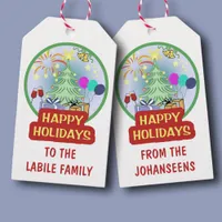 Happy Holidays Fun Colorful Bold and Bright  Gift Tags