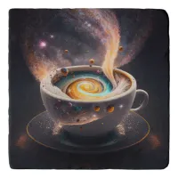 Cosmic Sips: Celestial Journey through the Galaxy Trivet