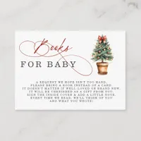 Red Bow Christmas Tree Baby Shower Book Request Enclosure Card