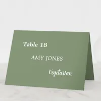 Guest Name Meal Choice Sage Green Place Card