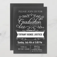 Vintage Chalkboard Graduation party Invitation