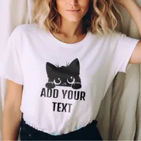 Cute Simple Black Cat - Custom Text Personalized T-Shirt