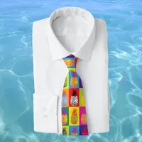 Colorful Modern Pineapple Pop Art Fruit Pattern Neck Tie