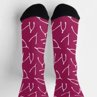 Wishing Bones Wishbone Pattern Pink White Socks