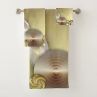 Luxury Shiny Sparkling Gold and Silver Circles Bath Towel Set