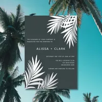 Modern Minimalist Elegant Palm Fronds Wedding Foil Foil Invitation