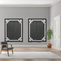 Black and White Bold Greek Key Border Sheer Curtains