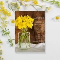 Mason Jar and Yellow Daisies Country Barn Wedding Invitation