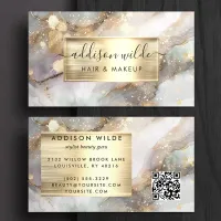 Elegant Gray And Gold Watercolor Marble Business Card