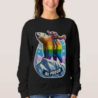 Vibrant polar bear Perched on mountain with girls Sweatshirt