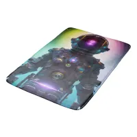 Colorful Atompunk Astronaut digital AI Art Bath Mat