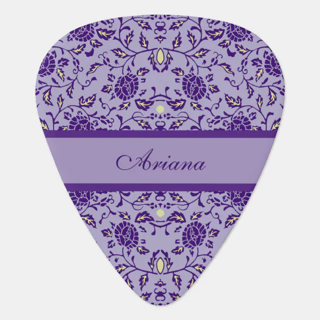 Elegant Flowery Purple Damask Guitar Pick
