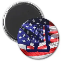 American Flag and Letter "A" Round Magnet