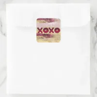 Glam Glitter Gold Red Luxe XOXO Valentines  Square Sticker