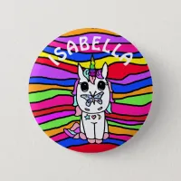 Personalized Pink, Purple, Rainbow Unicorn Button