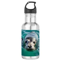 Cute Seal Sticking Head out of Water  Stainless Steel Water Bottle