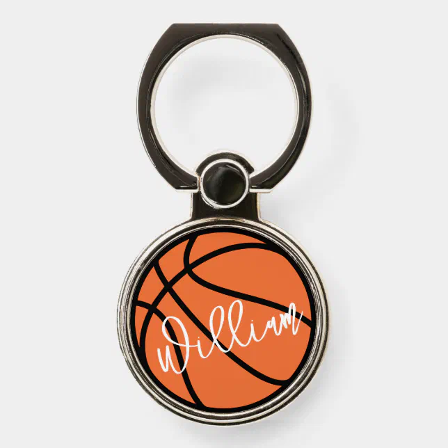 Basketball black orange custom name phone ring stand