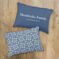 Blue Family Name "Established" with Back Pattern Accent Pillow