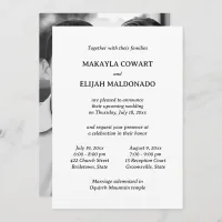 Minimal Black/White Temple Wedding Two Reception Invitation